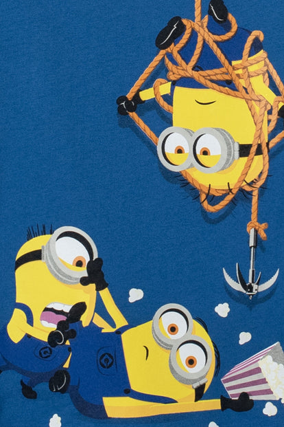 PIJAMA DE MINIONS AZUL DE CAMISETA MANGA CORTA PARA NIÑO 2T A 5T
