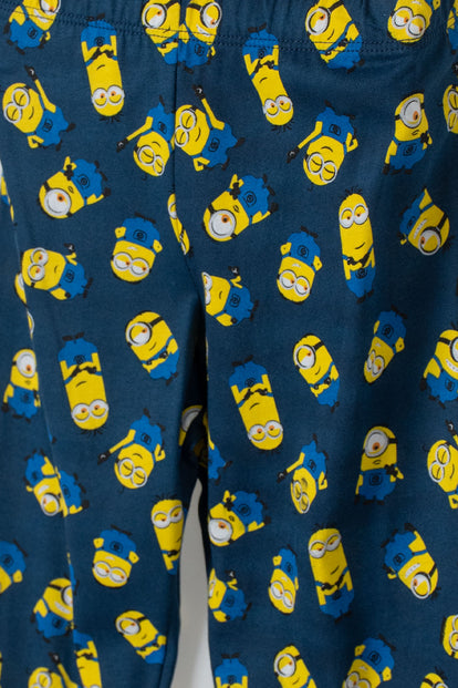 PIJAMA DE MINIONS AZUL DE CAMISETA MANGA CORTA PARA NIÑO 2T A 5T