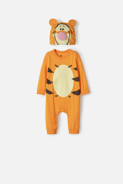 PIJAMA DE WINNIE THE POOH NARANJA TIPO MAMELUCO PARA BEBÉ NIÑO