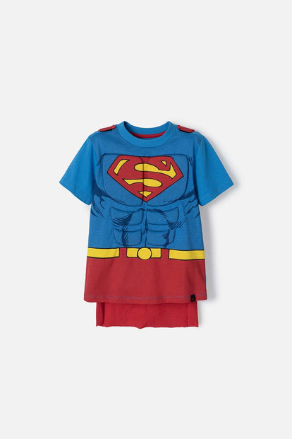 CAMISETA DE SUPERMAN AZUL Y ROJA CON MANUALIDAD 3D PARA NIÑO 2T A 5T