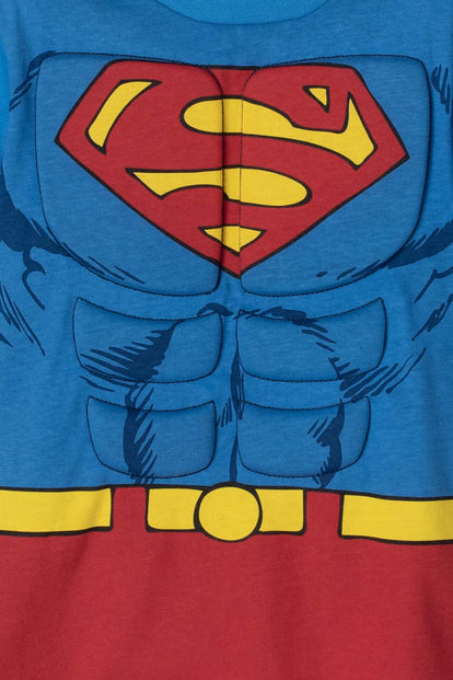 CAMISETA DE SUPERMAN AZUL Y ROJA CON MANUALIDAD 3D PARA NIÑO 2T A 5T