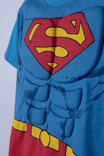 CAMISETA DE SUPERMAN AZUL Y ROJA CON MANUALIDAD 3D PARA NIÑO 2T A 5T