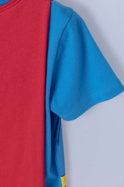 BLUE AND RED SUPERMAN T-SHIRT WITH 3D CRAFT FOR BOYS SIZES 2T TO 5T