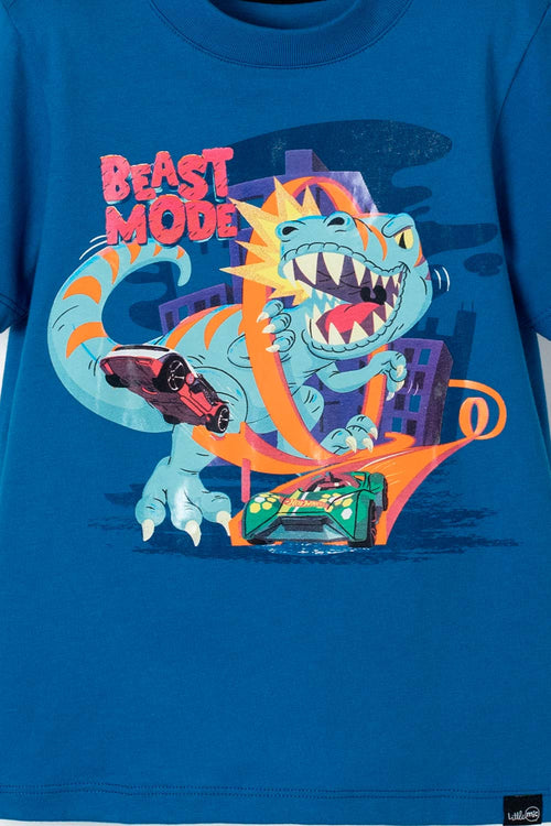 HOT WHEELS BLUE T-SHIRT WITH REFLECTIVE PRINT FOR BOYS 2T TO 5T
