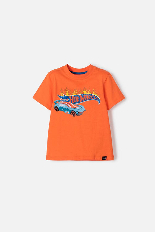 HOT WHEELS ORANGE CREWNECK T-SHIRT FOR BOYS 2T TO 5T