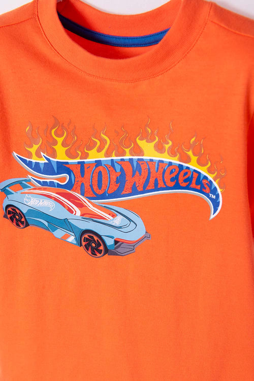 HOT WHEELS ORANGE CREWNECK T-SHIRT FOR BOYS 2T TO 5T