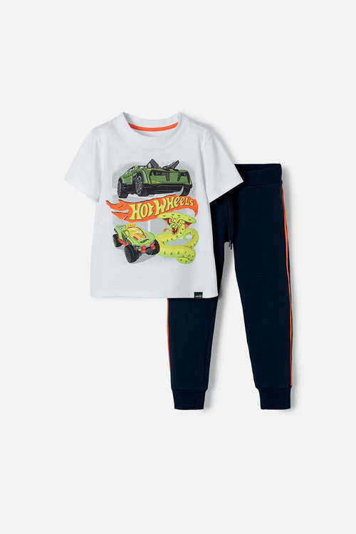 HOT WHEELS MULTICOLOR OUTFIT WITH JOGGERS FOR BOYS 2T TO 5T
