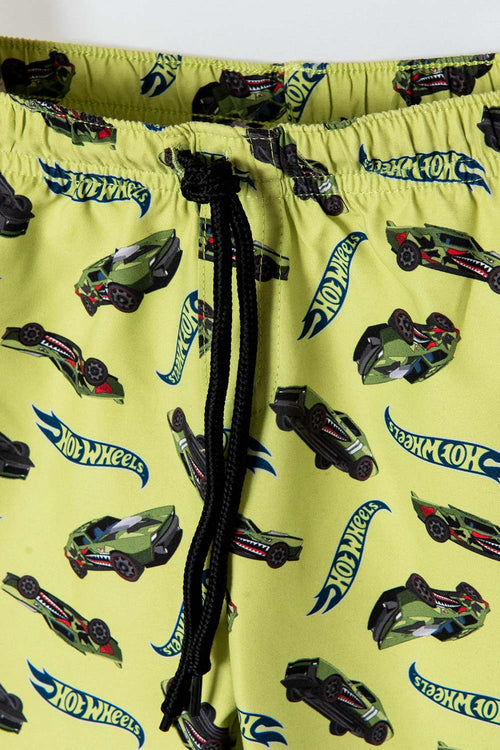 HOT WHEELS GREEN, BLUE AND GREY LONG SLEEVE BATHING SUIT FOR BOY 2T TO 5T
