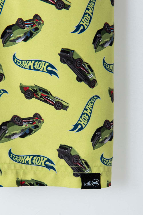 HOT WHEELS GREEN, BLUE AND GREY LONG SLEEVE BATHING SUIT FOR BOY 2T TO 5T