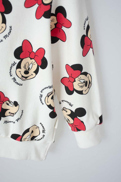 CONJUNTO MINNIE MOUSE CON PANTALÓN LARGO MARFIL PARA BEBÉ NIÑA