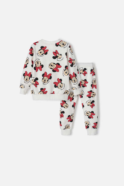 CONJUNTO MINNIE MOUSE CON PANTALÓN LARGO MARFIL PARA BEBÉ NIÑA