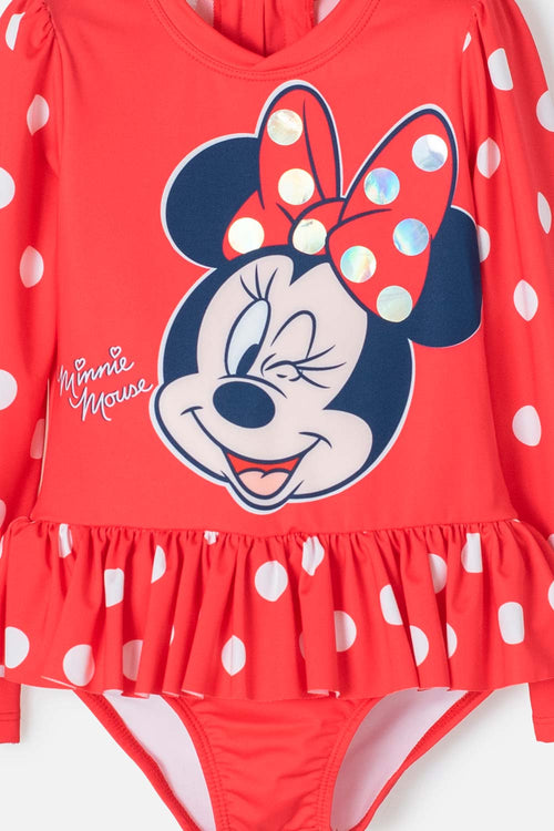 MINNIE MOUSE RED LONG SLEEVE SWIMSUIT FOR GIRLS 2T TO 5T