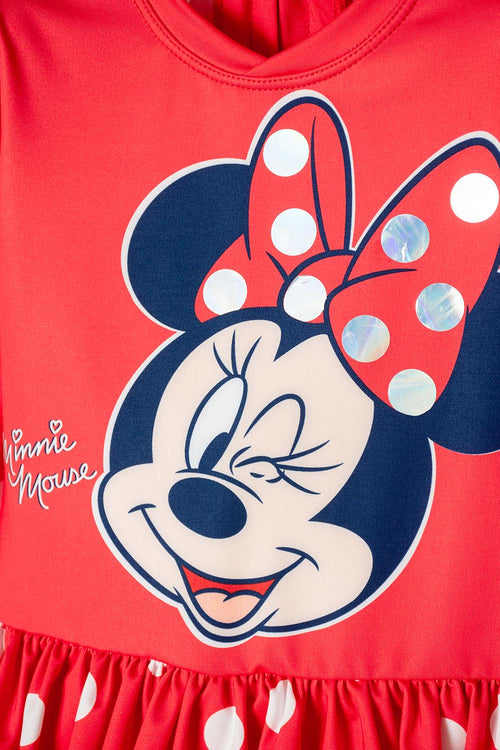 MINNIE MOUSE RED LONG SLEEVE SWIMSUIT FOR GIRLS 2T TO 5T