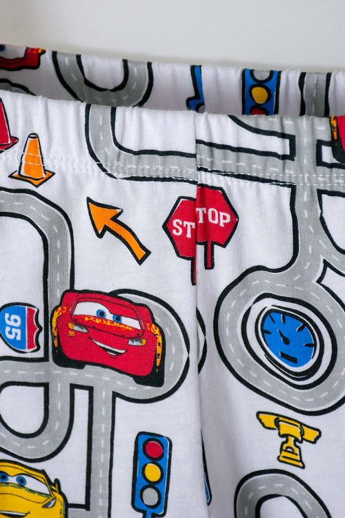 BOYS' CARS PAJAMAS WITH LONG WHITE AND RED PANTS 2T TO 5T