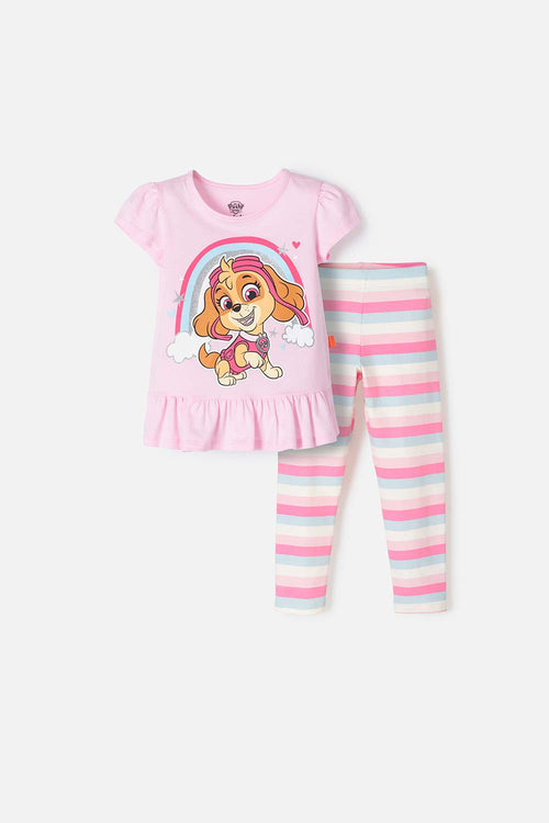 PAW PATROL OUTFIT WITH PINK LEGGINGS FOR GIRL 2T TO 5T