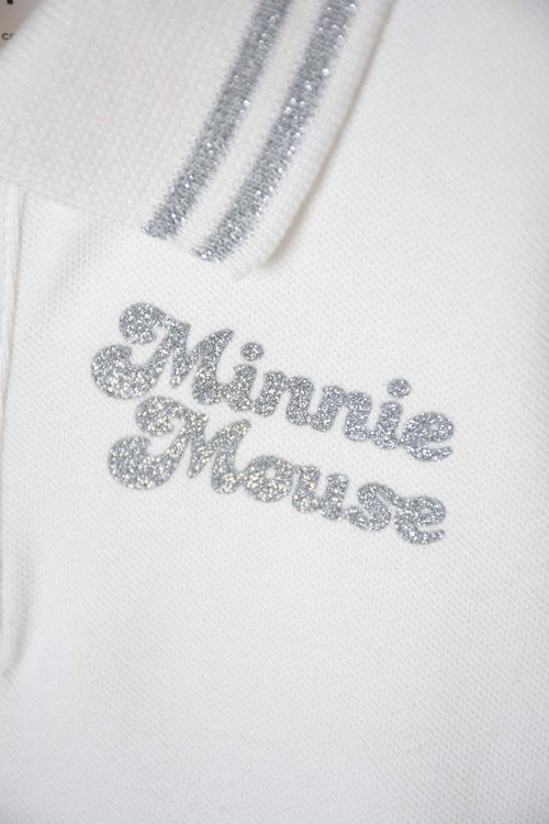 CAMISETA TIPO POLO DE MINNIE MOUSE MARFIL PARA NIÑA 2T A 5T