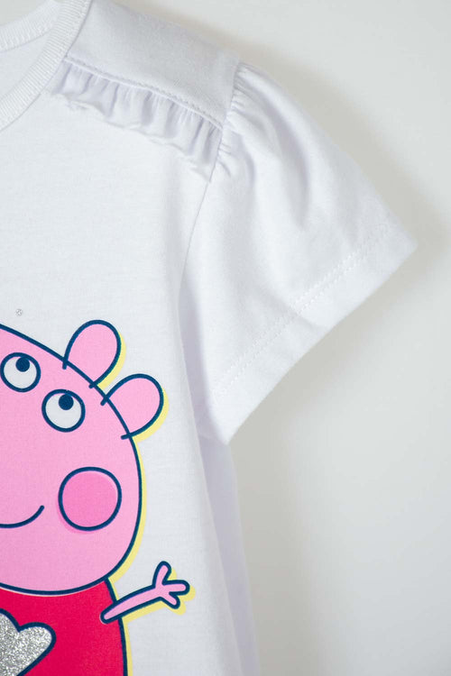 PEPPA PIG SHORT SLEEVE WHITE T-SHIRT FOR GIRLS 2T TO 5T
