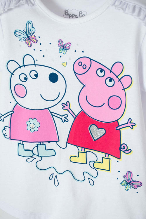 PEPPA PIG SHORT SLEEVE WHITE T-SHIRT FOR GIRLS 2T TO 5T