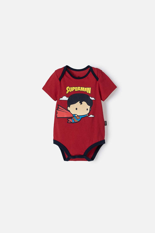 BABY BOY'S RED AND BLUE SUPERMAN SHORT SLEEVE BODYSUIT