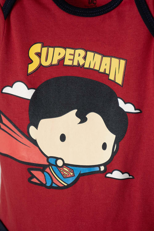 BABY BOY'S RED AND BLUE SUPERMAN SHORT SLEEVE BODYSUIT