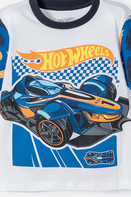 HOTWHEELS SHORT SLEEVE MULTICOLOR PAJAMAS FOR BOYS 2T TO 5T