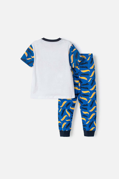 HOTWHEELS SHORT SLEEVE MULTICOLOR PAJAMAS FOR BOYS 2T TO 5T