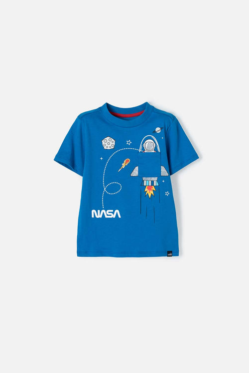 NASA SHORT-SLEEVED T-SHIRT BLUE FOR BOYS 2T TO 5T
