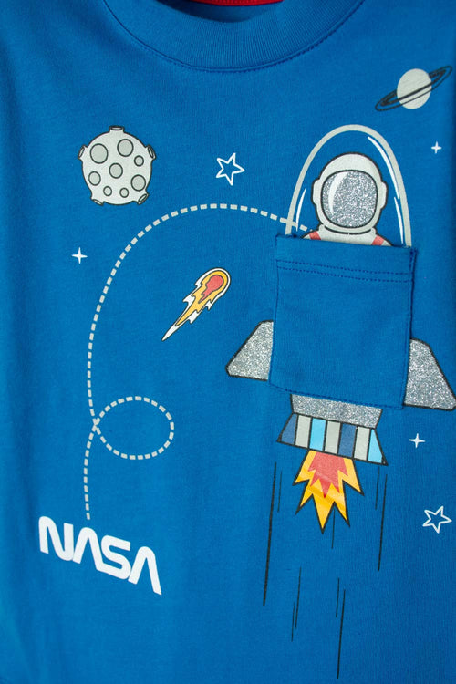 NASA SHORT-SLEEVED T-SHIRT BLUE FOR BOYS 2T TO 5T