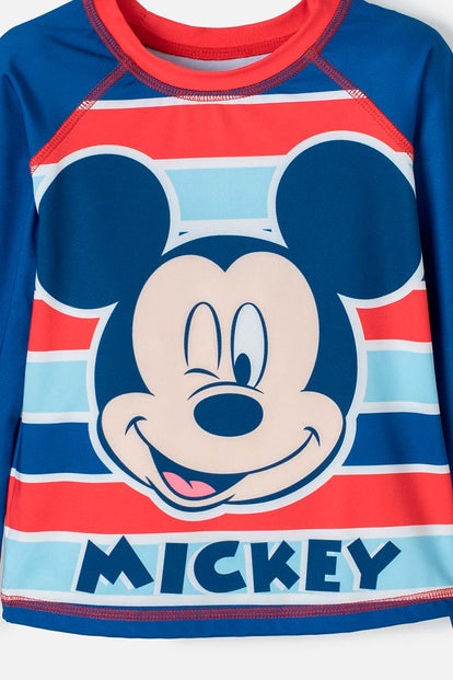 CONJUNTO DE BAÑO DE MICKEY MOUSE DE CAMISETA MANGA LARGA PARA NIÑO 2T A 5T