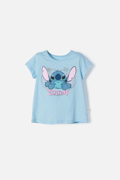 CAMISETA DE STITCH AZUL ICÓNICA PARA NIÑA 2T A 5T