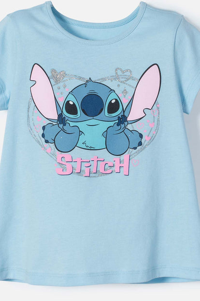 CAMISETA DE STITCH AZUL ICÓNICA PARA NIÑA 2T A 5T