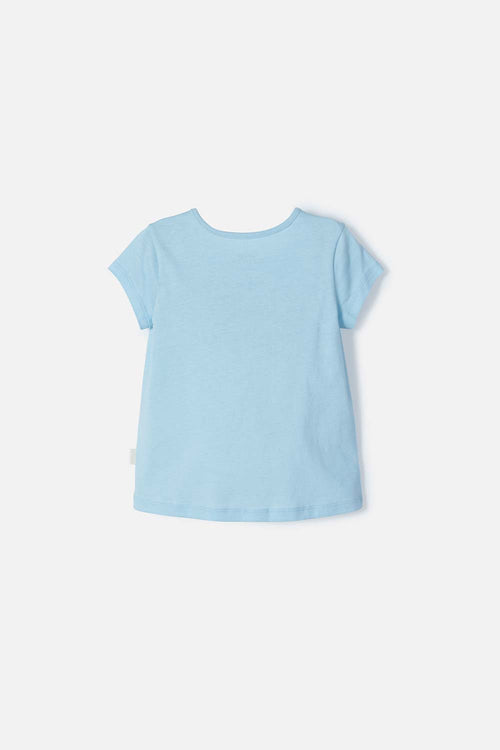 ICONIC STITCH BLUE T-SHIRT FOR GIRL 2T TO 5T