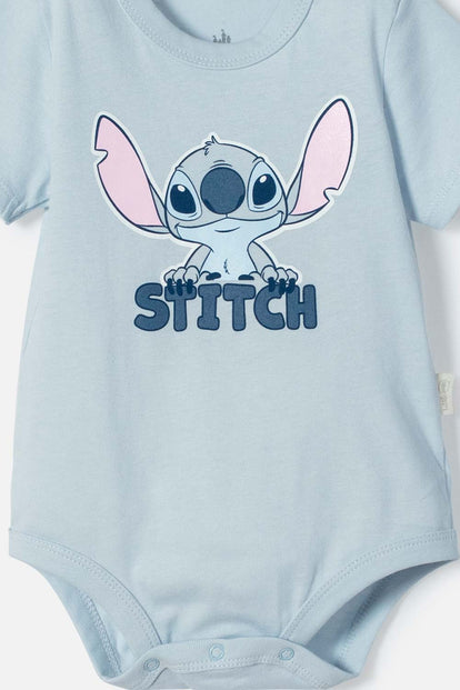 BODY DE LILO Y STITCH AZUL CON AJUSTE EN ENTREPIERNA PARA BEBÉ NIÑA