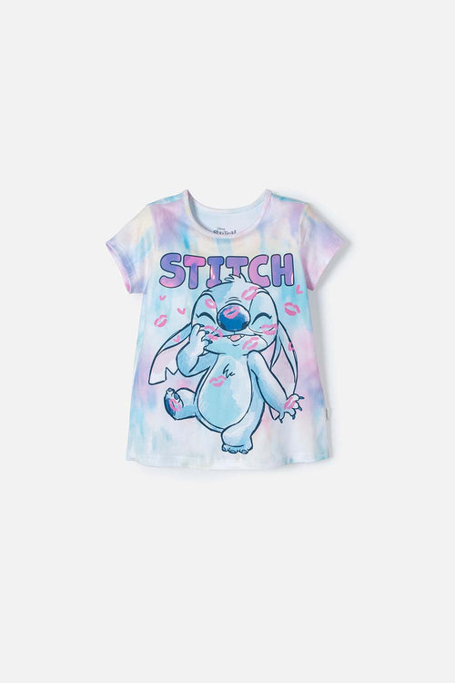 STITCH MULTICOLOR SHORT SLEEVE T-SHIRT FOR GIRLS 2T TO 5T