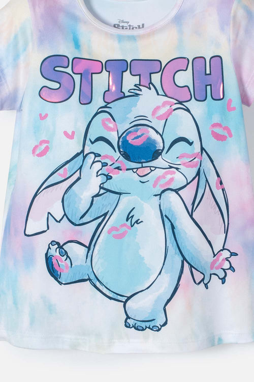 STITCH MULTICOLOR SHORT SLEEVE T-SHIRT FOR GIRLS 2T TO 5T
