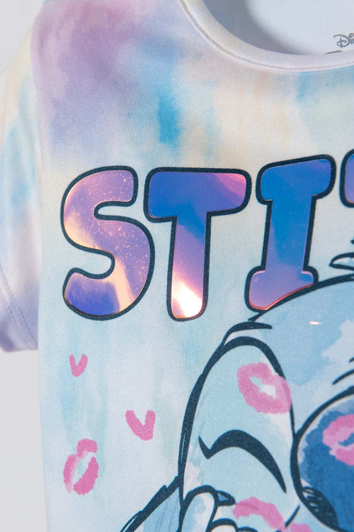 STITCH MULTICOLOR SHORT SLEEVE T-SHIRT FOR GIRLS 2T TO 5T