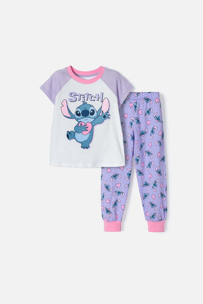 PIJAMA DE STITCH MULTICOLOR DE MANGA CORTA PARA NIÑA 2T A 5T