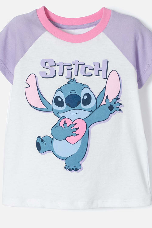 GIRLS' MULTICOLOR STITCH SHORT SLEEVE PAJAMAS 2T TO 5T