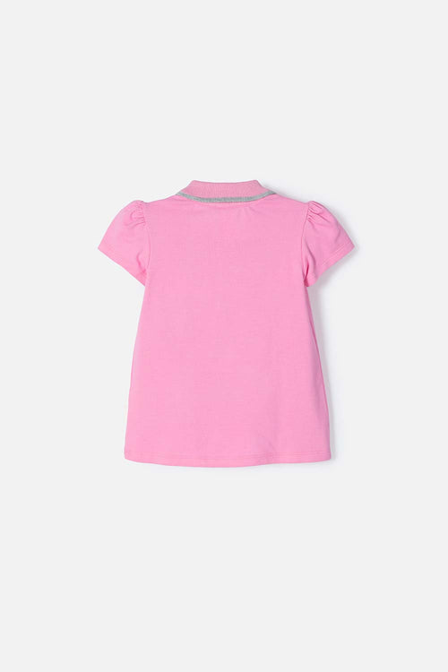 STITCH PINK PRINTED POLO FOR GIRLS 2T TO 5T