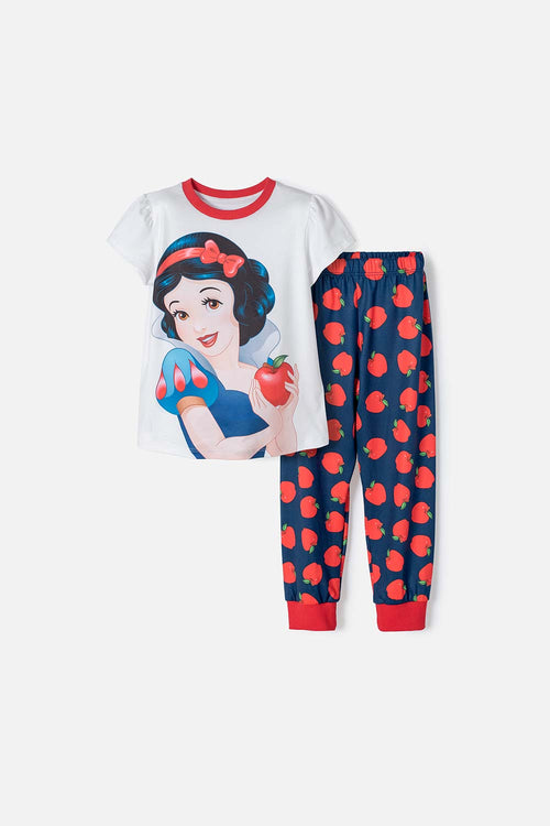 GIRLS' WHITE AND BLUE SNOW WHITE LONG PAJAMA SET SIZE 2T TO 5T