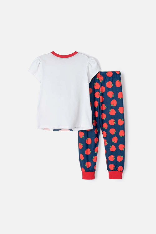 GIRLS' WHITE AND BLUE SNOW WHITE LONG PAJAMA SET SIZE 2T TO 5T