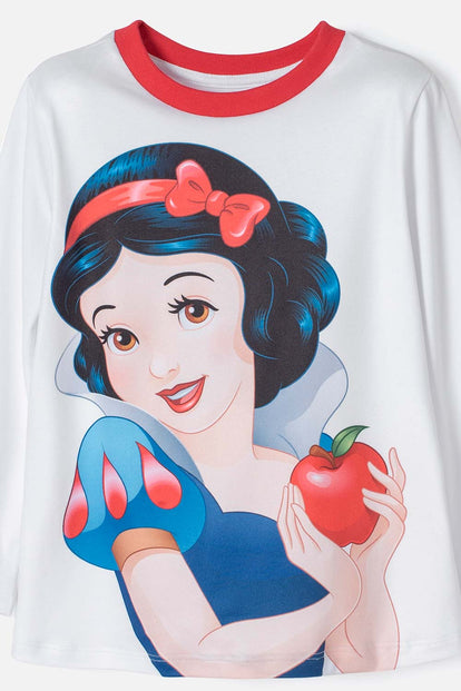 PIJAMA DE BLANCANIEVES BLANCA Y AZUL DE CAMISETA MANGA LARGA PARA NIÑA 2T A 5T