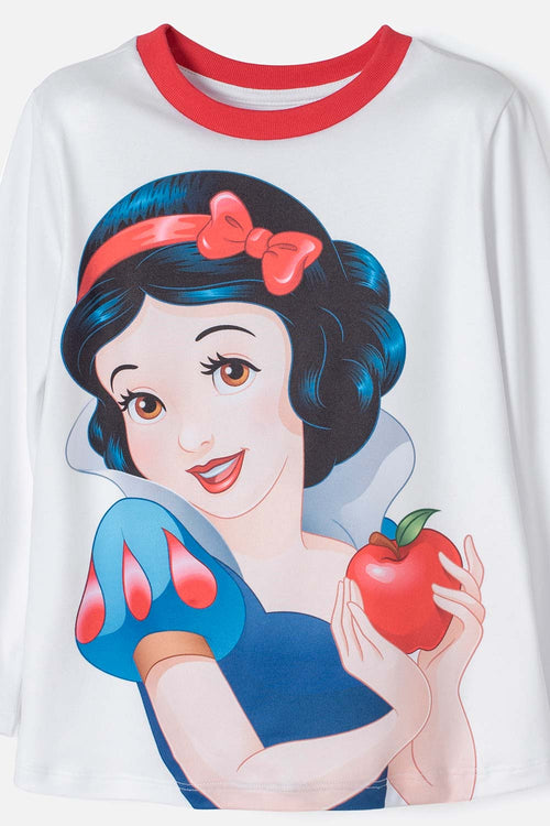 SNOW WHITE WHITE AND BLUE LONG SLEEVE PAJAMAS FOR GIRLS SIZE 2T TO 5T