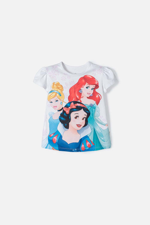 GIRLS' WHITE DISNEY PRINCESS SHORT SLEEVE T-SHIRT 2T TO 5T