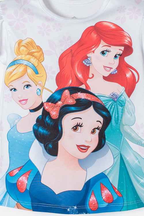 GIRLS' WHITE DISNEY PRINCESS SHORT SLEEVE T-SHIRT 2T TO 5T