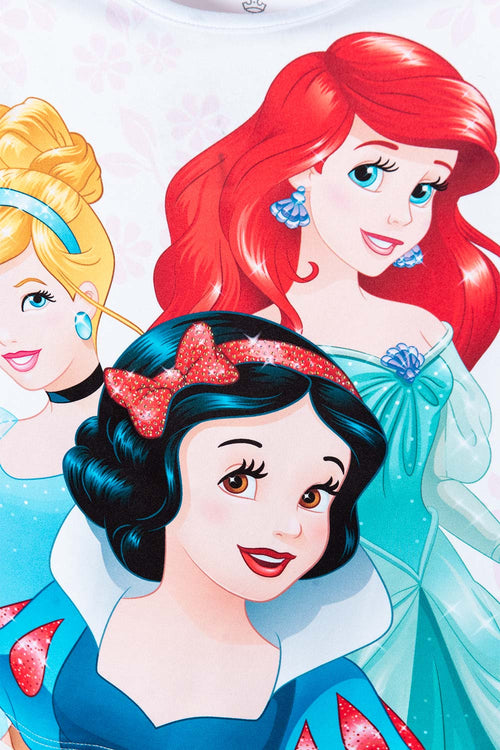 GIRLS' WHITE DISNEY PRINCESS SHORT SLEEVE T-SHIRT 2T TO 5T