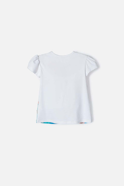 GIRLS' WHITE DISNEY PRINCESS SHORT SLEEVE T-SHIRT 2T TO 5T
