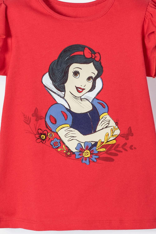 SNOW WHITE RED T-SHIRT WITH CAP SLEEVE FOR GIRLS 2T TO 5T