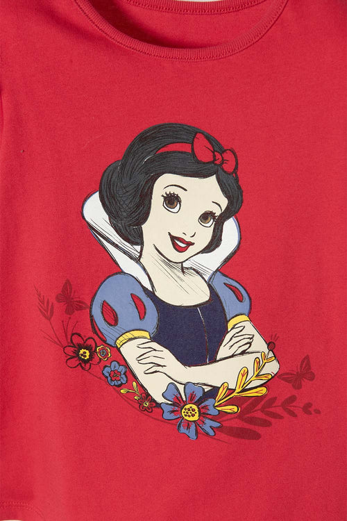 SNOW WHITE RED T-SHIRT WITH CAP SLEEVE FOR GIRLS 2T TO 5T