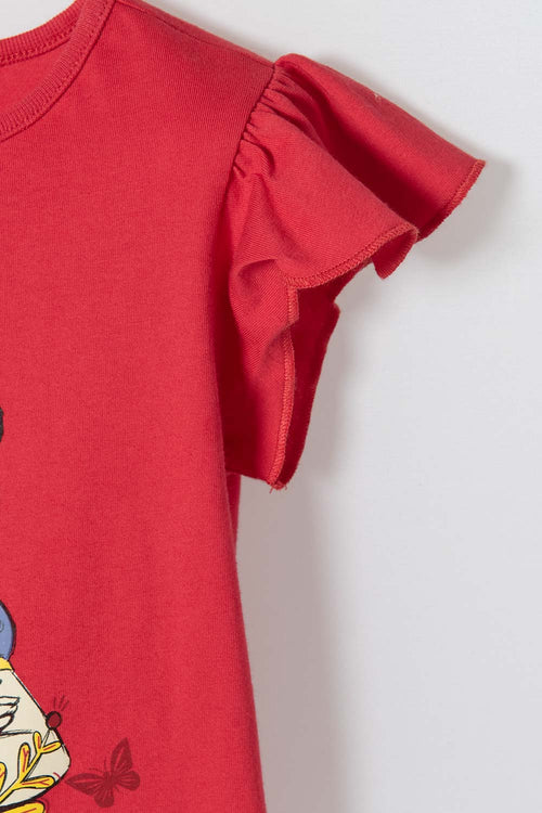 SNOW WHITE RED T-SHIRT WITH CAP SLEEVE FOR GIRLS 2T TO 5T
